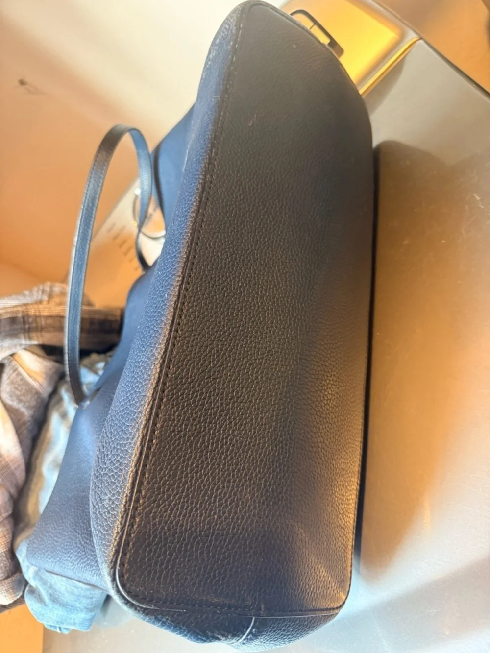 Tory Burch Navy Pebbled Leather Tote
